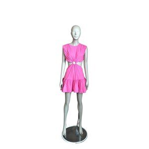 White Fox Pink Short Sleeve Cutout Dress